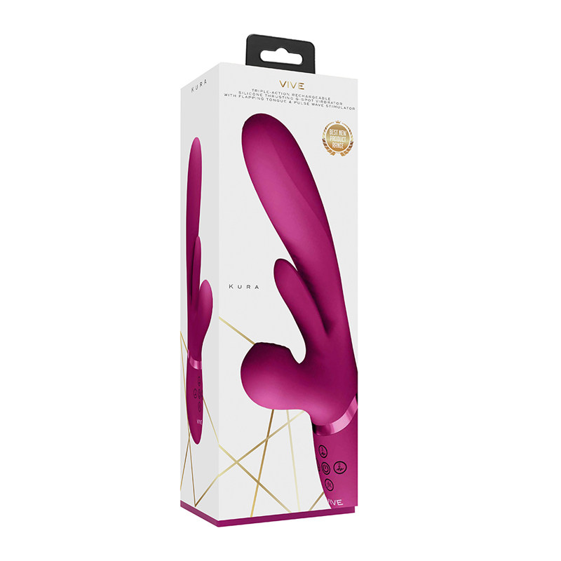VIVE KURA Thrusting G-Spot Vibrator w/ Flapping Tongue & Pulse Wave